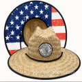 Beach straw sun hat with adjustable chin cord